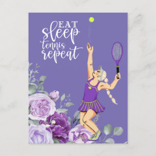 Tennis vrouwelijke speler Eten Slapen Tennis Herha Briefkaart