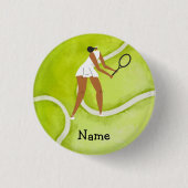 Tennis-vrouwspeler op Tennis-achtergrond Ronde Button 3,2 Cm (Voorkant)