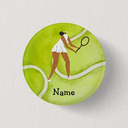 Tennis-vrouwspeler op Tennis-achtergrond Ronde Button 3,2 Cm (Voorkant)