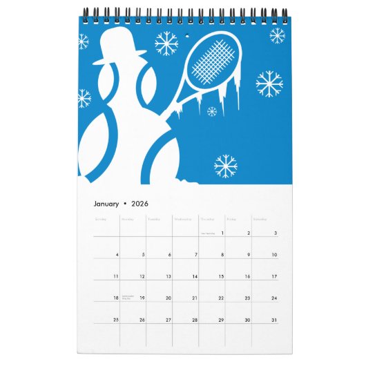 Tennis-wandkalender voor speler, coach en ventilat kalender (Jan 2026)