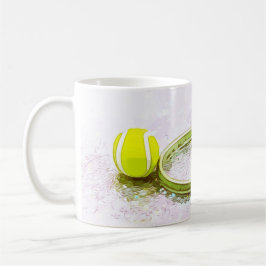 Tennis-waterverf voor racket en bal koffiemok