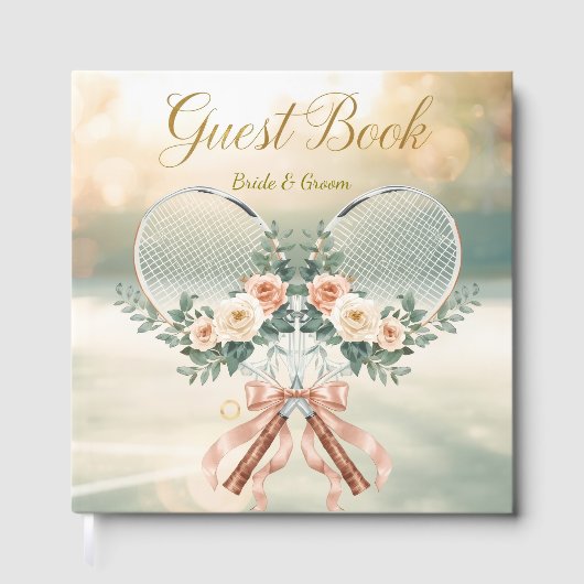 Tennis Wedding Guest Book – Floral Racket Gastenboek (Voorkant)