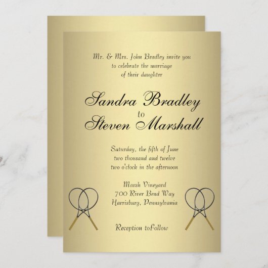 Tennis Wedding Invitations Kaart (Voorkant / Achterkant)