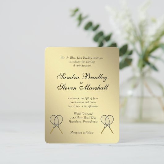Tennis Wedding Invitations Kaart (Staand voorkant)