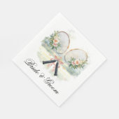 Tennis Wedding Racket with Flowers Bride & Groom Servet (Hoek)