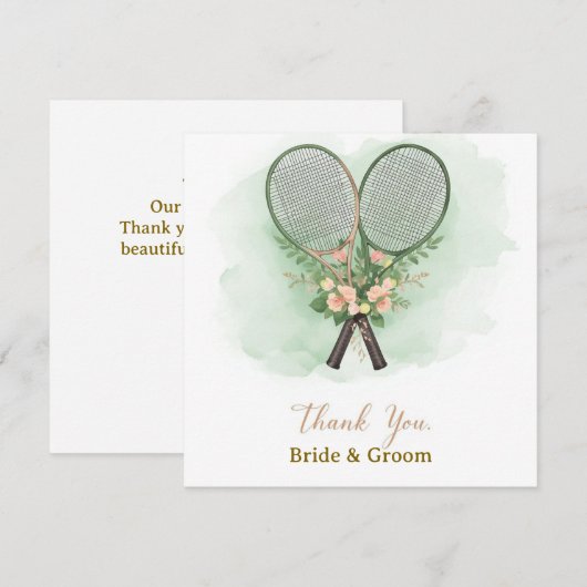 Tennis Wedding Thank You Card  Bedankkaart (Voorkant / Achterkant)