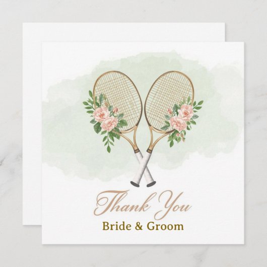 Tennis Wedding Thank You Card  Bedankkaart (Voorkant / Achterkant)