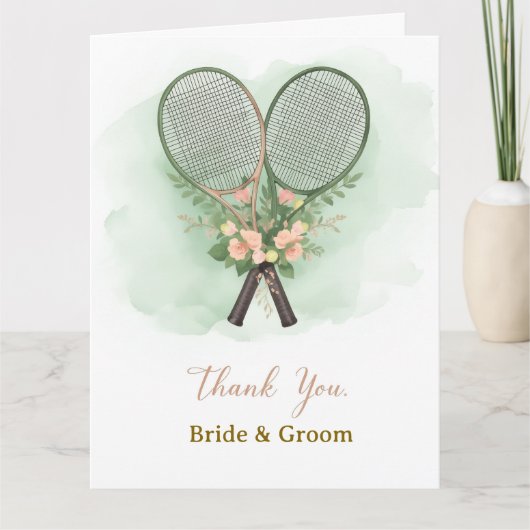 Tennis Wedding Thank You Card Bedankkaart (Voorkant)