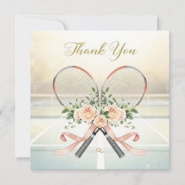 Tennis Wedding Thank You Card with Floral Rackets Bedankkaart