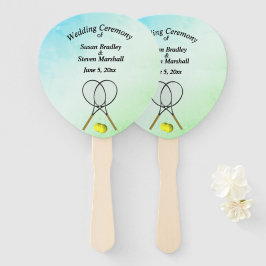 Tennis Wedding Theme Green Hand Fan Handwaaier