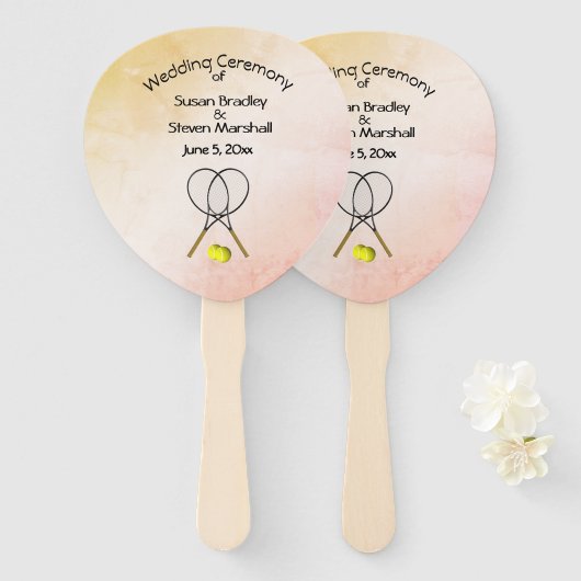 Tennis Wedding Theme Handwaaier (Voorkant en achterkant)