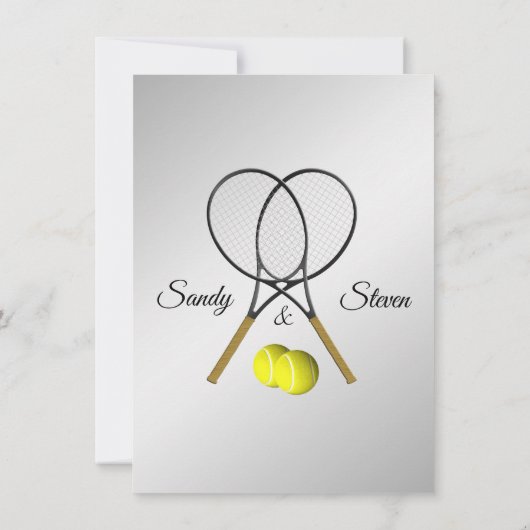 Tennis Wedding Theme Silver Invitations Kaart (Achterkant)