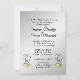 Tennis Wedding Theme Silver Invitations Kaart