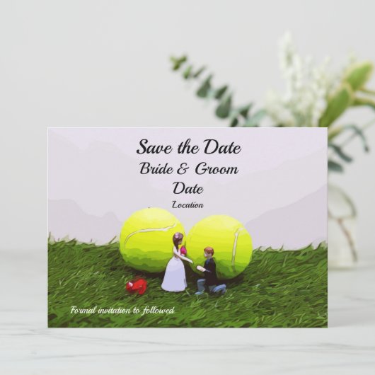 Tennis Wedding-uitnodigingskaart met bruidegom Kaart (Staand voorkant)