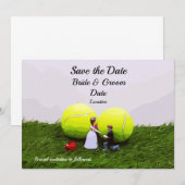 Tennis Wedding-uitnodigingskaart met bruidegom Kaart (Voorkant / Achterkant)