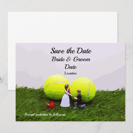 Tennis Wedding-uitnodigingskaart met bruidegom Kaart (Voorkant / Achterkant)
