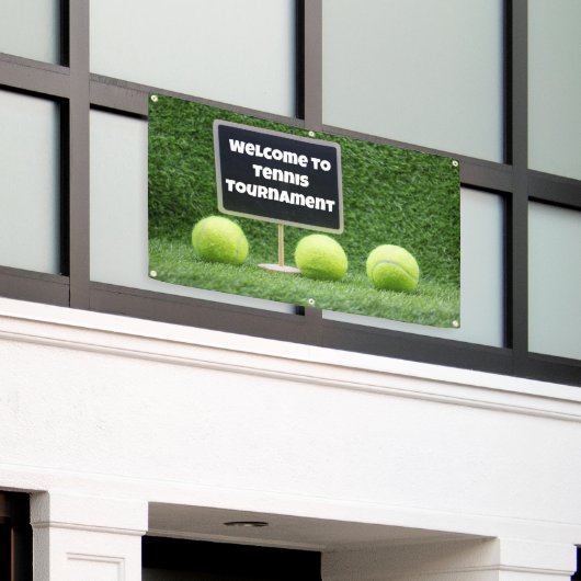 Tennis Welcome sign op groene achtergrondbanner Spandoek (Buitenkant Gebouw)