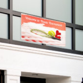 Tennis Welcome sign op groene achtergrondbanner Spandoek (Buitenkant Gebouw)