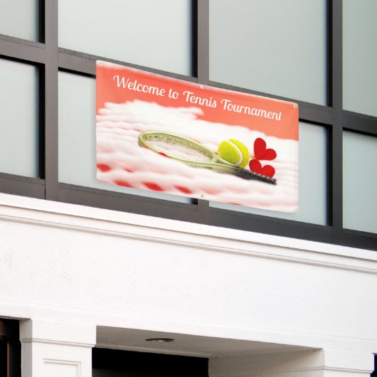 Tennis Welcome sign op groene achtergrondbanner Spandoek (Buitenkant Gebouw)