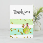 Tennis Woman Player houdt racket en ball Bedankkaart (Staand voorkant)