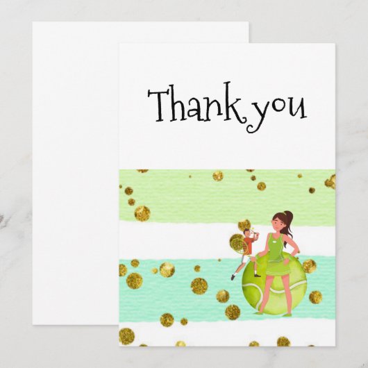 Tennis Woman Player houdt racket en ball Bedankkaart (Voorkant / Achterkant)