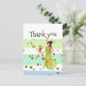 Tennis Woman Player houdt racket en ball Briefkaart (Staand voorkant)