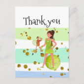 Tennis Woman Player houdt racket en ball Briefkaart (Voorkant)