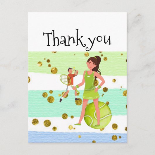 Tennis Woman Player houdt racket en ball Briefkaart (Voorkant)