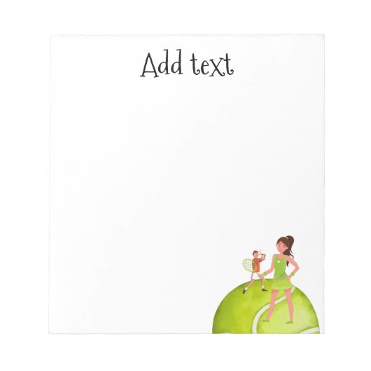 Tennis Woman Player houdt racket en ball Notitieblok (Voorkant)