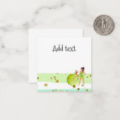 Tennis Woman Player houdt racket en ball Notitiekaartje (Voorkant / Achterkant in situ)