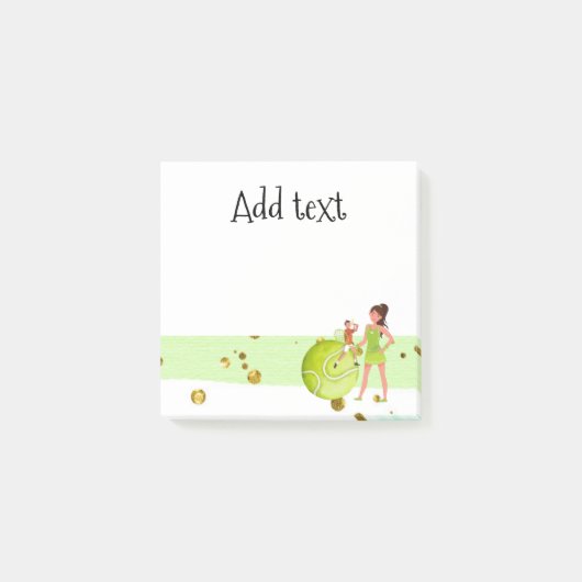 Tennis Woman Player houdt racket en ball Post-it® Notes (Voorkant)