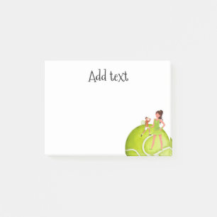 Tennis Woman Player houdt racket en ball Post-it® Notes
