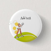 Tennis Woman Player houdt racket Ronde Button 3,2 Cm (Voorkant)