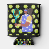 Tennis Woman Player met Balls voor party Blikjeskoeler (Voorkant)