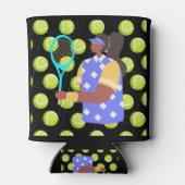 Tennis Woman Player met Balls voor party Blikjeskoeler (Achterkant)