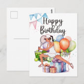 Tennis Woman Player met Happy Birthday-woord Briefkaart (Voorkant / Achterkant)