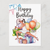 Tennis Woman Player met Happy Birthday-woord Briefkaart (Voorkant)