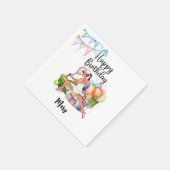 Tennis Woman Player met Happy Birthday-woord Servet (Hoek)