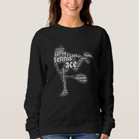 Tennis Word Cloud Padel Sport Game Tennis Player Trui (Voorkant)