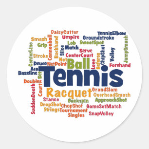 Tennis Word Cloud Ronde Sticker