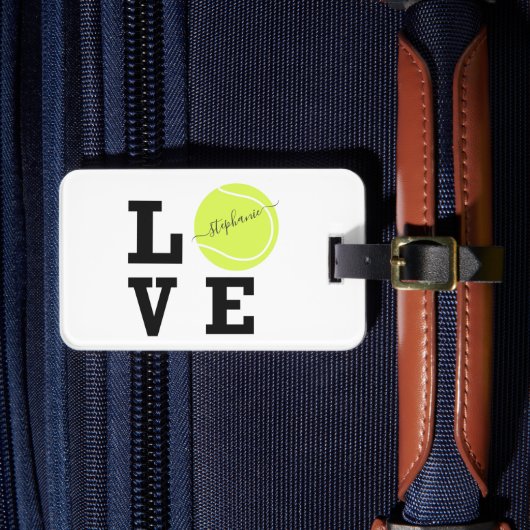 Tennis Yellow Ball Love Name Bagagelabel (Voorkant Insitu 4)