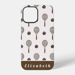 Tennis Zacht Roze & Bruin Aangepaste Naam Meisjesa iPhone 12 Hoesje
