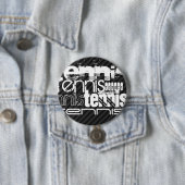 Tennis; Zwarte & Donkergrijze strepen Ronde Button 7,6 Cm (In situ)