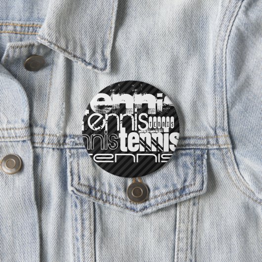 Tennis; Zwarte & Donkergrijze strepen Ronde Button 7,6 Cm (In situ)