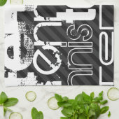 Tennis; Zwarte & Donkergrijze strepen Theedoek (Gevouwen)