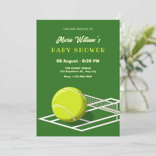 Tennisbaan baby shower kaart (Staand voorkant)