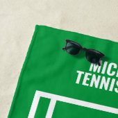 Tennisbaan badhanddoek cadeau met eigen naam (In situ)