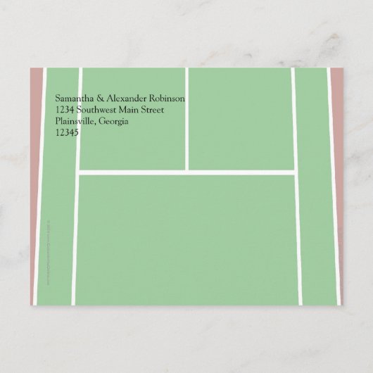 Tennisbaan lay-out Graphic, u bent uitgenodigd Uitnodiging Briefkaart (Achterkant)