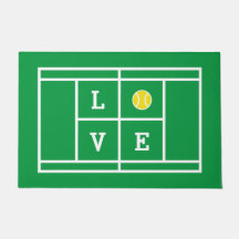 Tennisbaan liefde welkom deurmat voor nieuw huis