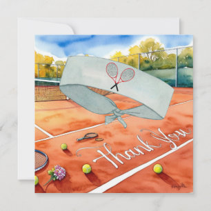 Tennisbaan met dank aan de rechtbank bedankkaart
